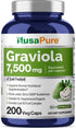 NusaPure Graviola 200 Veggie Caps, 7,500 mg Equivalent, Non-GMO Extract 20:1