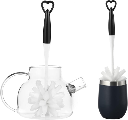 ALINK Pack of 3 Bottle Glass Dish Sponge Cleaning Brush with Handle