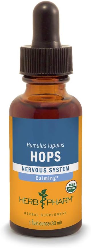 Herb Pharm Certified Organic Hops Liquid Extract for Calming Nervous System Support - 1 Ounce