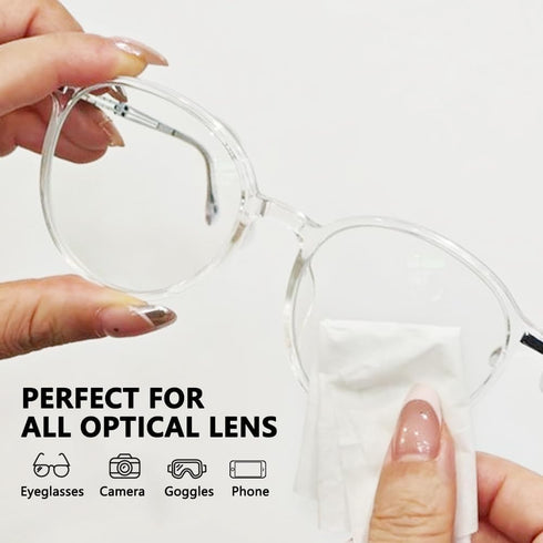 OHOO 200 Count Lens Wipes for Eyeglasses Individually Wrapped Pre-Moistened Wipes Cleaner for Glasses Screens Camera