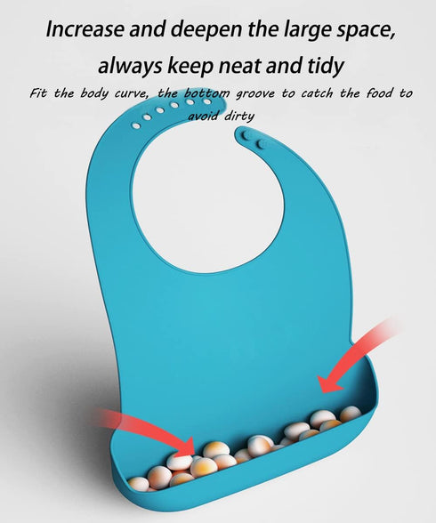 HADEWEITE 2 pieces adult bib Large silicone adult bibs with crumb catcher, adjustable waterproof clothes protector