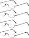 KoKoBin Half Reading Glasses, 4 Pairs Gunmetal Metal Frame Spring Hinge Readers for Men and Women, 2.25