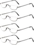 KoKoBin Half Reading Glasses, 4 Pairs Gunmetal Metal Frame Spring Hinge Readers for Men and Women, 2.25