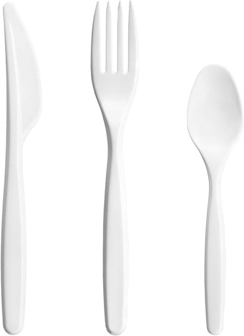 Party Essentials Plastic Cutlery Combo, 300 Pieces/100 Place Settings, Heavy Duty, White