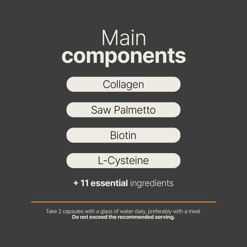 Men's Hair Supplement with Biotin, Selenium, Zinc, Collagen, Vitamins A, C, E, B5, D3, 240 Caps - 120 Days, Hair Growth
