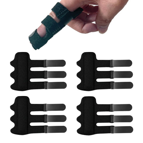 Upgraded Finger Splints (4Pcs) - Trigger Finger Brace with 3 Fixing Straps for Mallet Finger and Arthritis Relief