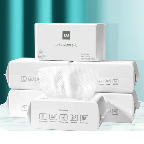 Cotton Facial Dry Wipes 100 Count, Deeply Cleansing Disposable Face Towel for Skin Care and Makeup Remover