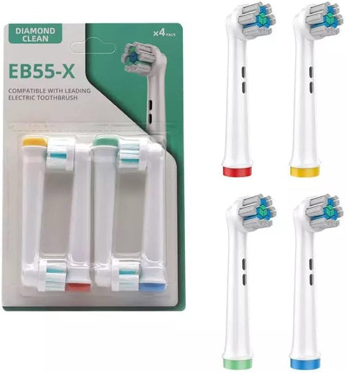 Replacement Brush Heads for Oral-B Braun Electric Toothbrush, Diamond Clean, EB55-X, Pack of 4