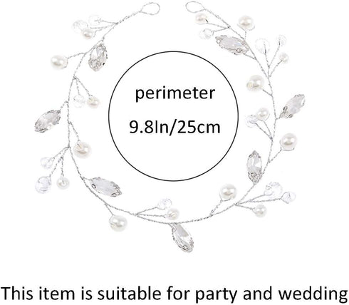 Jeairts Bride Wedding Hair Vine Silver Rhinestone Bridal Hair Accessories Pearl Headpiece for Women and Girls