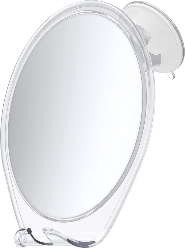 HONEYBULL Shower Mirror Fogless for Shaving, Suction Razor Holder, Small Bathroom Accessories (White)