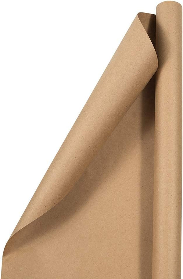 JAM Paper Kraft Wrapping Paper - Gift Wrap - 37.5 Sq Ft - Brown Kraft Paper - Roll Sold Individually