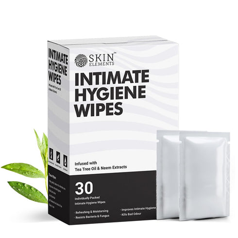 Skin Elements pH Balanced Intimate Hygiene Wipes with Tea Tree Oil, Pack of 30 Individually Wrapped Wipes