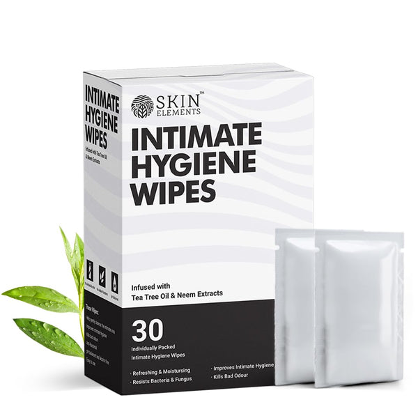 Skin Elements pH Balanced Intimate Hygiene Wipes with Tea Tree Oil, Pack of 30 Individually Wrapped Wipes
