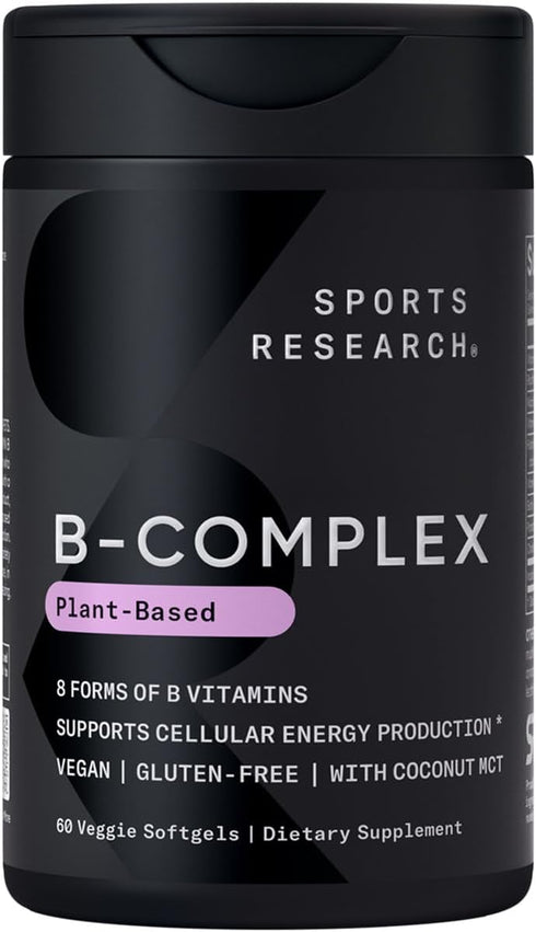 Sports Research Vitamin B-Complex - Full Spectrum of B Vitamins - 60 Veggie Softgels