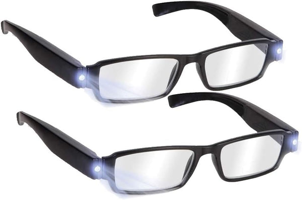 Bright LED Readers with Lights - Lighted Magnifier Nighttime Reader Eyewear for Clear Vision, +3.5