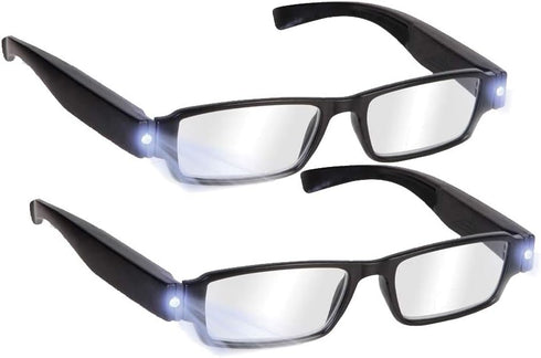 Bright LED Readers with Lights, Lighted Magnifier Reading Glasses, Compact Full Frame Eyewear, +2.5