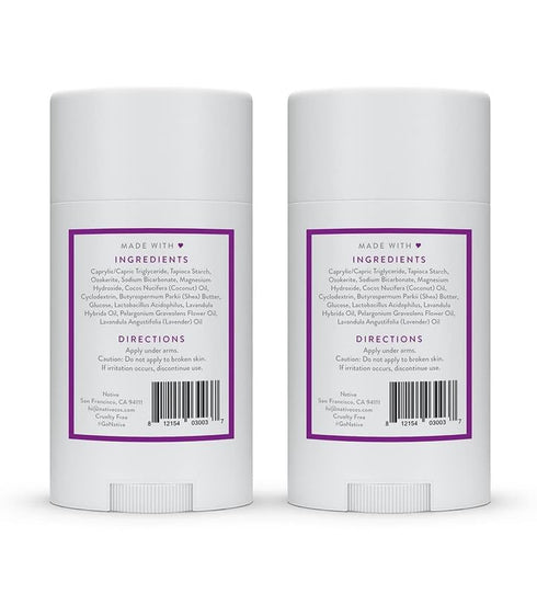 Native Deodorant with Naturally Derived Ingredients, 72 Hour Odor Control | Aluminum Free, Lavender & Rose, 2-Pack
