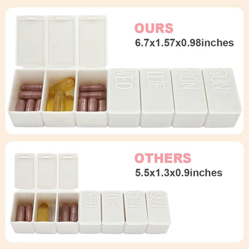 sanderala Extra Large 2Pack Weekly Pill Organizer, 7 Days Travel Daily Pill Box for Fish Oil, Calcium Tablets,
