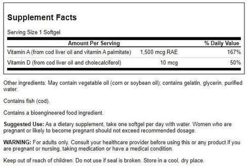 Immune 250 Swanson Vitamin A & D Skin Eye System Health Sgels