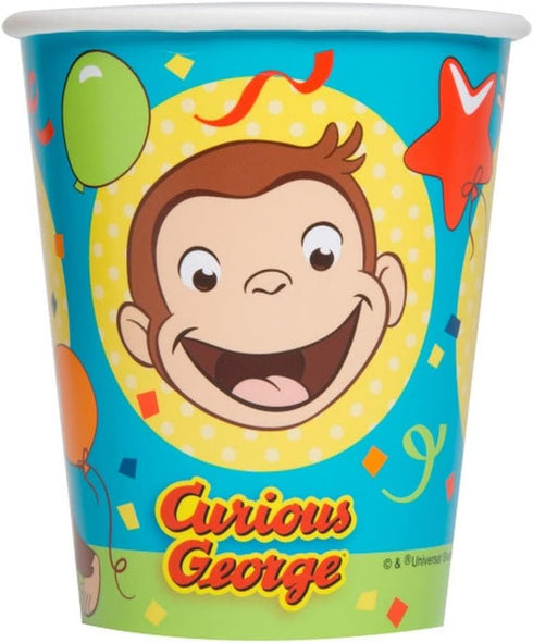 Curious George Paper Cups, 9oz, Pack of 8, Eco-Friendly Party Essentials
