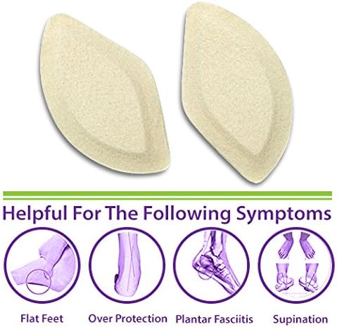 Premium Felt Foot Arch Support Pads - 3 Pairs Shoe Inserts - 1/4"