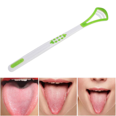 Meyrwoy Tongue Scraper Tongue Cleaning Brush Scraping Tools Scrubber for Healthy Care Mouth Hygiene Green