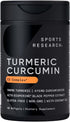 Sports Research Turmeric Curcumin C3 Complex, Softgels with Bioperine Black Pepper Extract & Organic Coconut Oil, 60