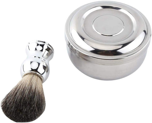 Men's Shaving Brush Set, Professional Shaving Tool Kit with Alloy Mug Bowl and Faux Hair Brush