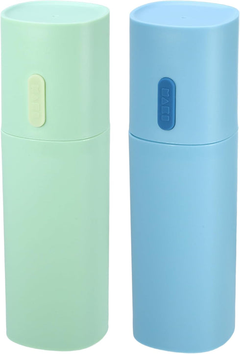 VOCOSTE 2pcs Toothbrush Travel Case, Lightweight PP Holders for Travel Business, Green Blue, 7.68"x2.36"