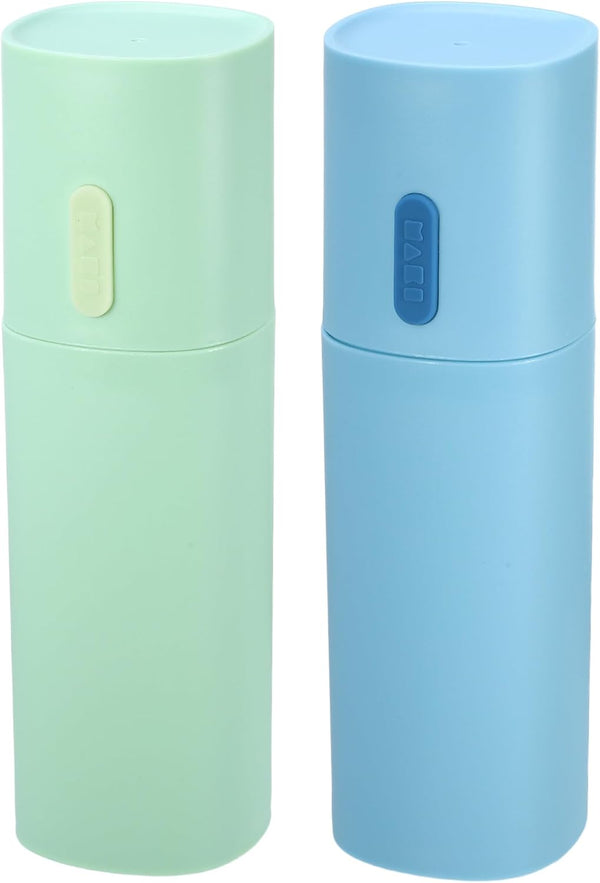 VOCOSTE 2pcs Toothbrush Travel Case, Lightweight PP Holders for Travel Business, Green Blue, 7.68"x2.36"