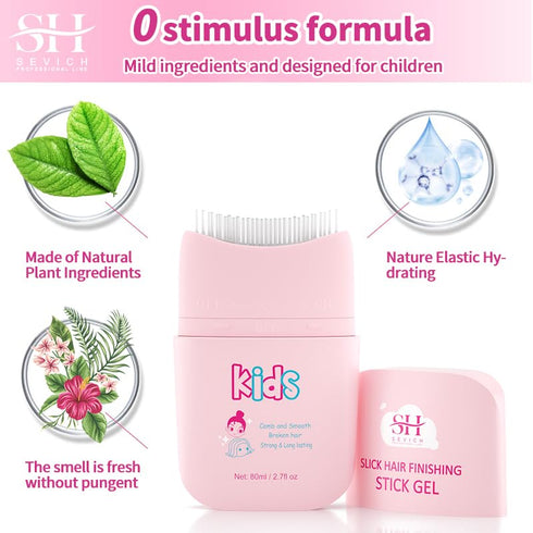 SEVICH Pink Cloud Kids Broken Hair Finishing Stick Gel 2.7fl oz - Hair Gel for Toddlers, Kids Light Smell Hair Style Product, Mild Ingredients Designed for Children's Hair