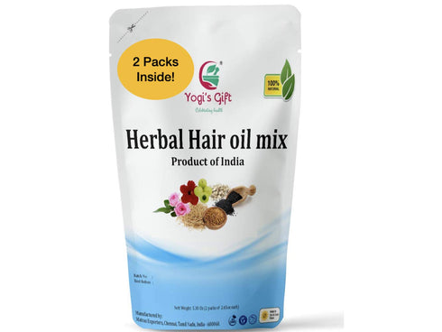 Yogi’s Gift Ayurvedic Herbal Hair Oil Mix, 75 g x 2 packs, 18 Essential Herbs for Growth, 100% Natural Product