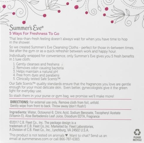 Summer's 16 Count Eve Cleansing Cloths, Simply Sensitive