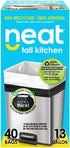 Neat Tall Kitchen 13 Gallon Drawstring Trash Bags - 40 COUNT - Eco-Friendly 50% Recycled Material, Triple Ply, Odor