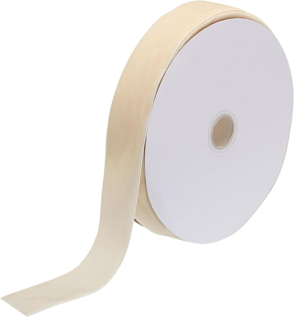 MECCANIXITY Velvet Ribbon 1-1/2 Inch x 25 Yard Single Face Spool Cream for Bouquets, DIY Crafts, Gift Wrapping