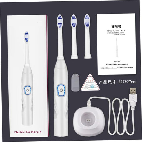 USB Charging Toothbrush for White Vibration Bristle Toothbrush with USB Rechargeable Battery Suitable for Home Oral