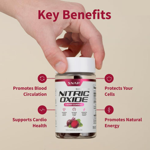 Snap Supplements Nitric Oxide Beet Root Gummies for Healthy Blood Circulation, 120 Gummies