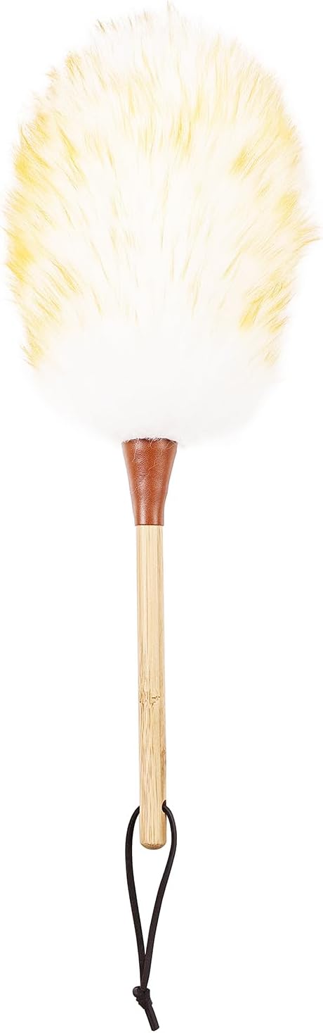 16 Inch Lambswool Duster with Bamboo Handle, Soft Natural Wool Feather Dusters for Home, Office, Car Cleaning