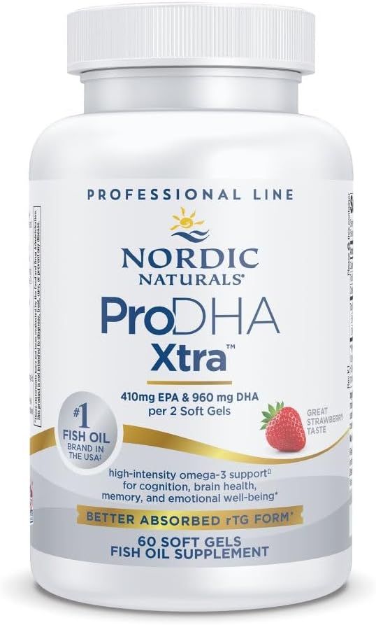 Nordic Naturals ProDHA 1000, Strawberry – 60 Soft Gels, 1660 mg Omega-3 for Neurological Health