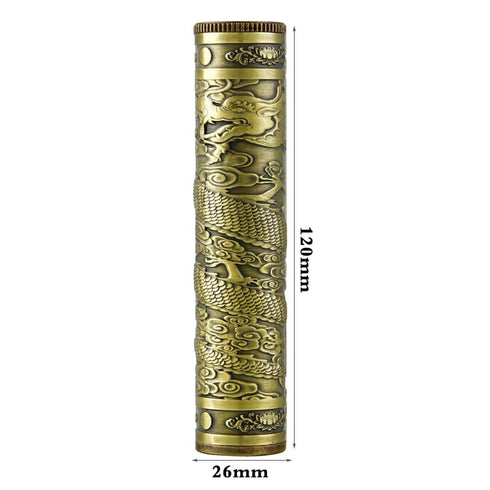 Retro Metal Cigarette Case, Dragon Embossed Portable Airtight Waterproof Holder Case (Bronze Dragon)