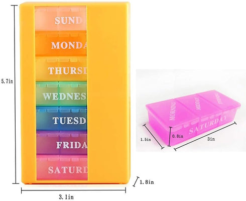 Vini 7 3 1PCS) Medicine Organizer with Small Pill Organizers Times a Day Large Stackable Pill Dispenser for Supplement