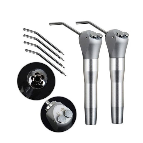2PCS Dental Air Water Spray Syringe, Triple 3 Way with 2 Nozzles Tips, Metal Handle + 4Pcs Alloy Nozzles