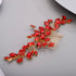 Teardrop Flower Crystal Hair Comb for Women, Cute Crystal Comb for Bride in RED