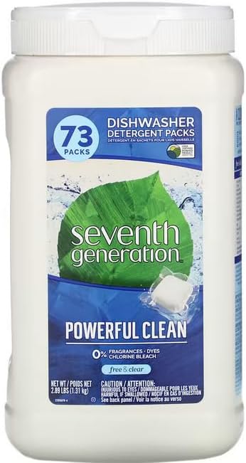 Seventh Generation Dishwasher Detergent Packs, Free & Clear, 72 Count