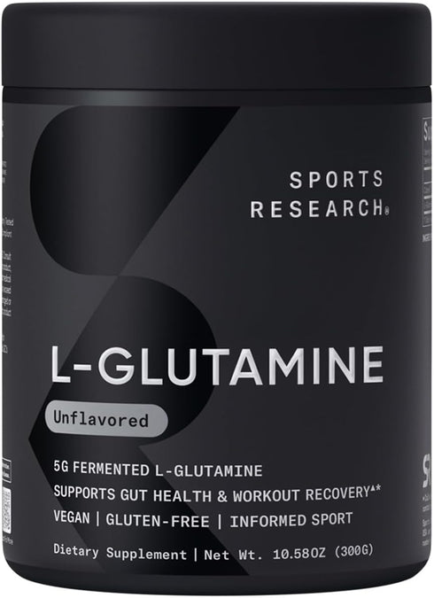 Sports Research L-Glutamine, Workout Recovery, Immune Health & Gut Health Support - 5 G Per Serving