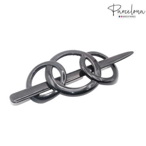 Parcelona French 3.5" Celluloid Hair Slider Barrette - Triple Ringed Non Slip Ponytail Holder for Women