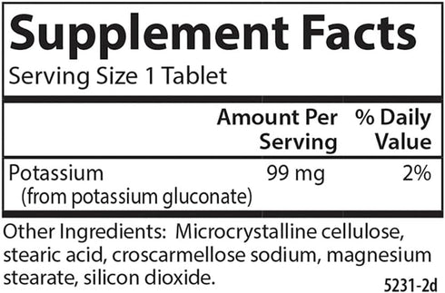Carlson Potassium 99 mg - Promotes Nerve Health & Muscle Function, 100 Tablets