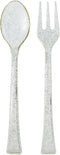 Mini Glitter Gold Spoon and Fork Plastic Combo Set Durable Disposable Utensils