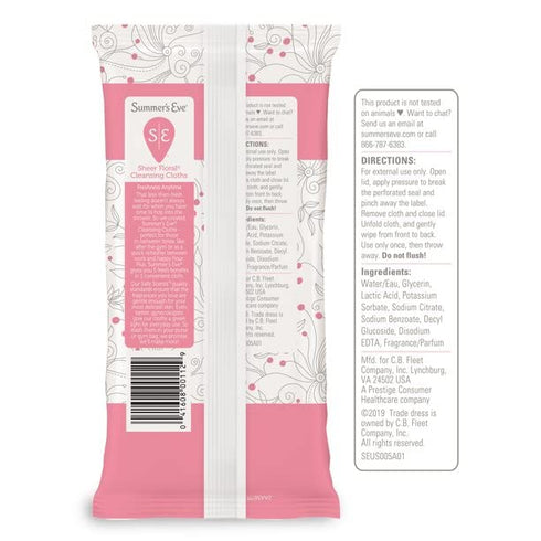 Summer's Eve 32 (Pack 5) Feminine Cleansing Cloths, Sensitive Skin, Sheer Floral ea