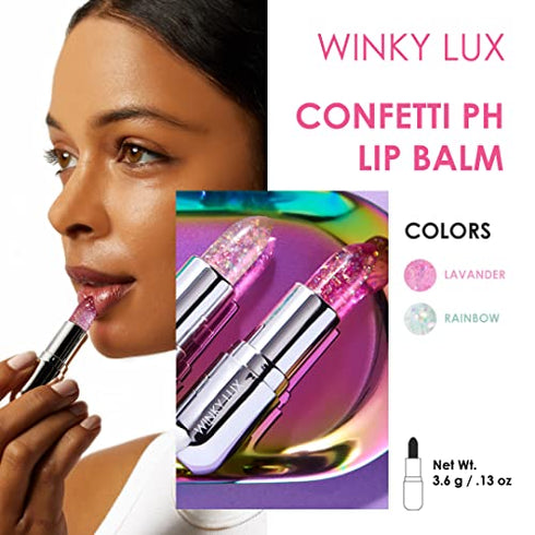 Winky Lux Rainbow Glitter Confetti Balm - Hydrating Lip Balm with Natural Pink Tint and Vanilla Scent